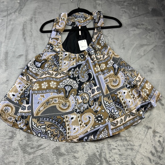 Free People Tops - Free People Tank Top Womens Medium Paisley Floral Halter Blouse Boho OB1466656